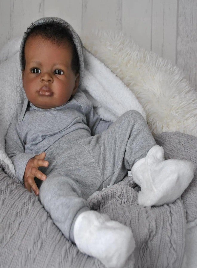 Zero Pam Reborn Baby Dolls Black Boys 20 Inch Black Baby Dolls, Realistic Reborn Boy Doll with Natural Hair, Real Looking Silicone Babies Cloth Body for Girl Boy Toys - Image 4